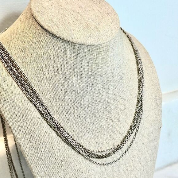 Zara Silver-tone Multi-stand Lobster Clasp Adjustable Link Chain Layered Necklac - Picture 2 of 5